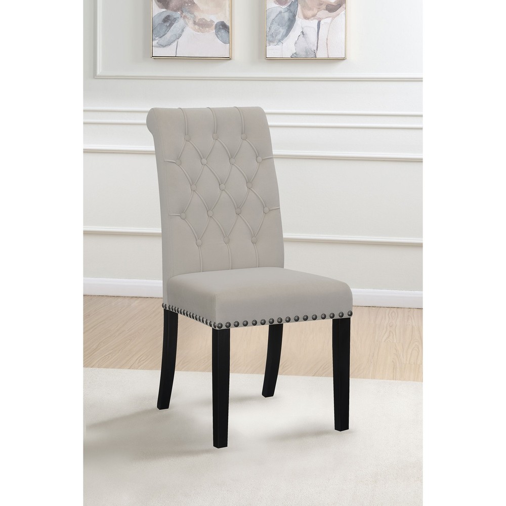 Sand and Rustic Espresso Tufted Side Chairs
