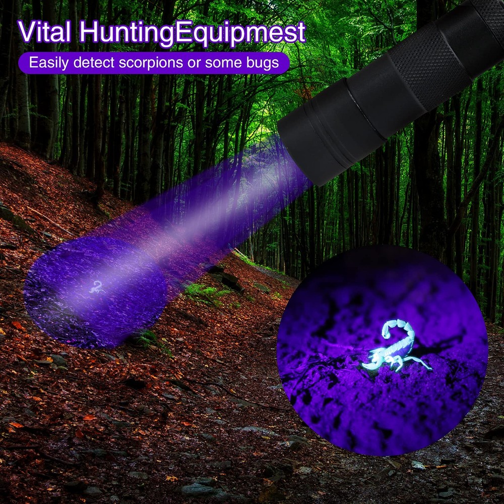 2 Pack Uv Flashlight 12 Led Handheld Blacklight Flashlight 395nm Mini Light Torc