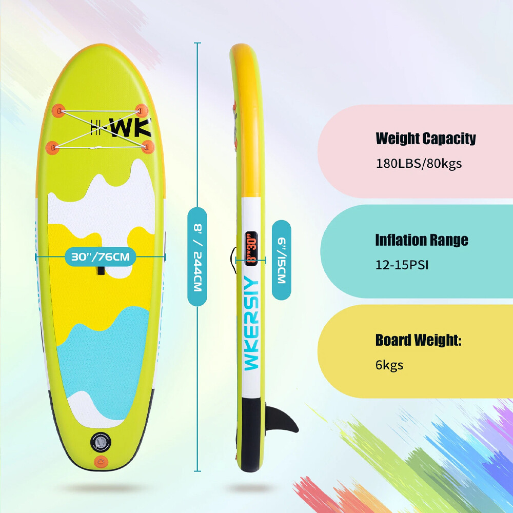 2.44M children's inflatable paddle board SUP printed vertical paddle board