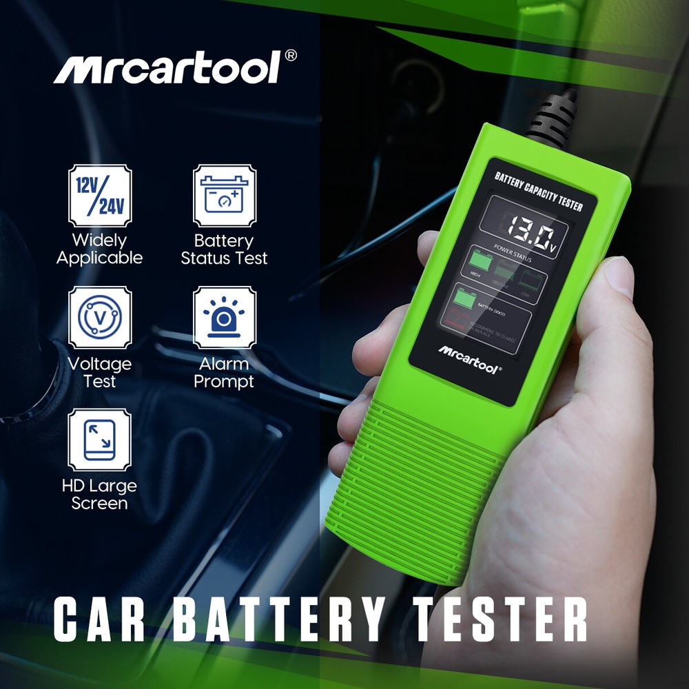 Car Battery Tester Capacity Analyzer Voltage Test 12V/24V With Cigarette Lighter
