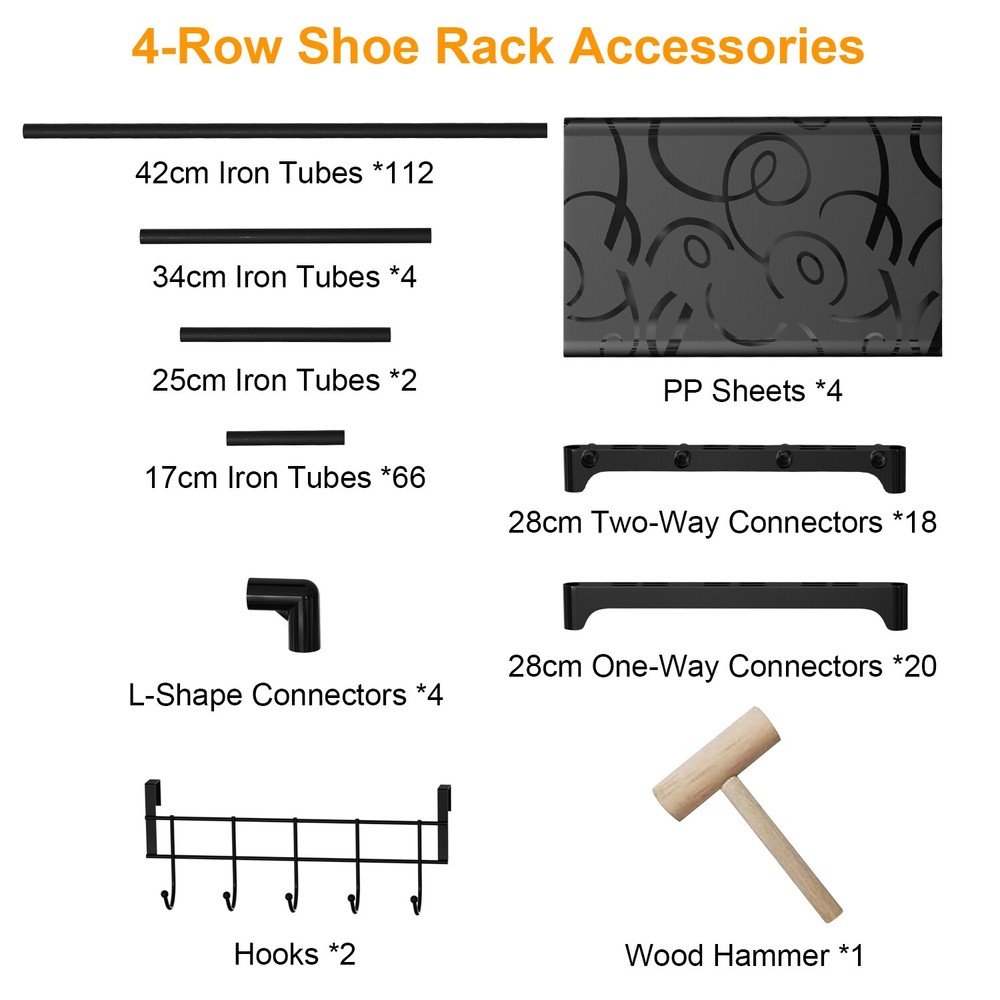 8-Tier Metal Shoe Rack Shelf Adjustable Entryway Stackable Storage Organizer