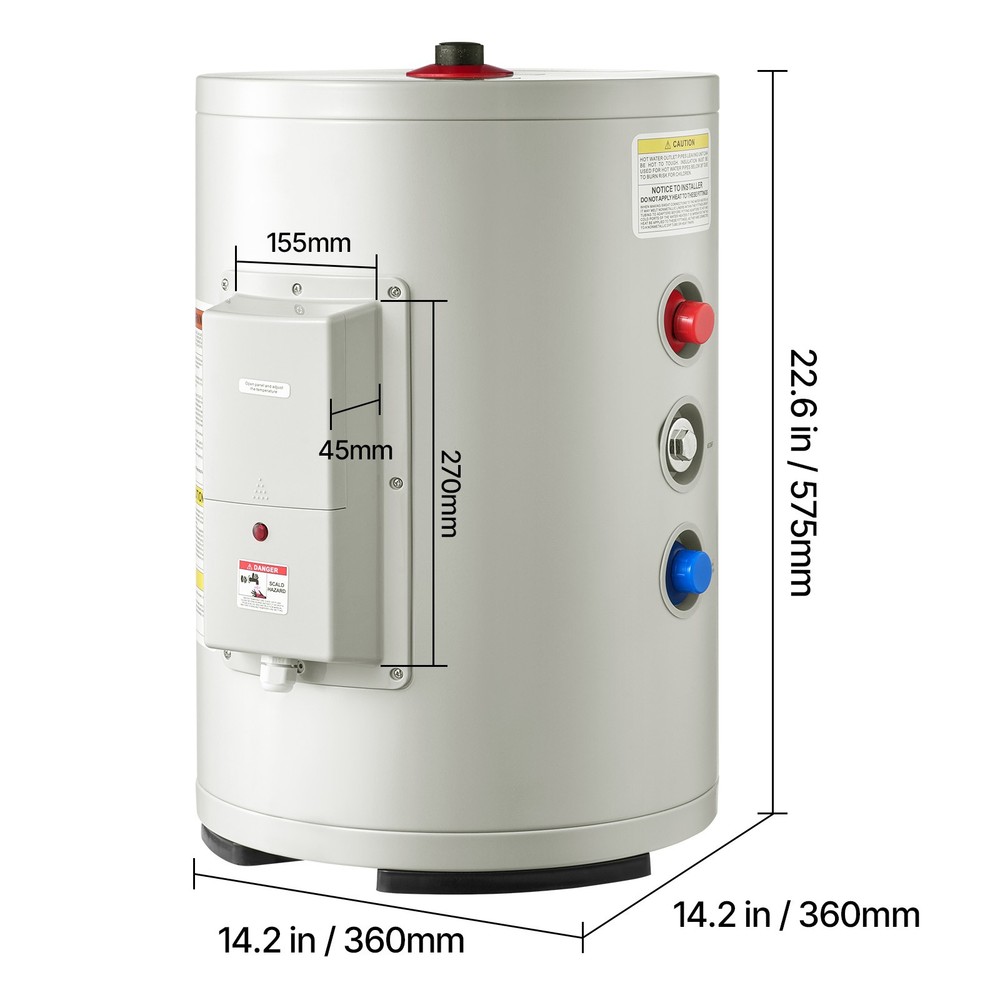 Uimoso 6-Gallon Electric Water Heater, 1600W, 120V, Compact with Safety Valve