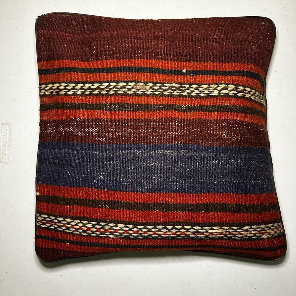 Handwoven Wool Kilim Face Throw Pillow Cover