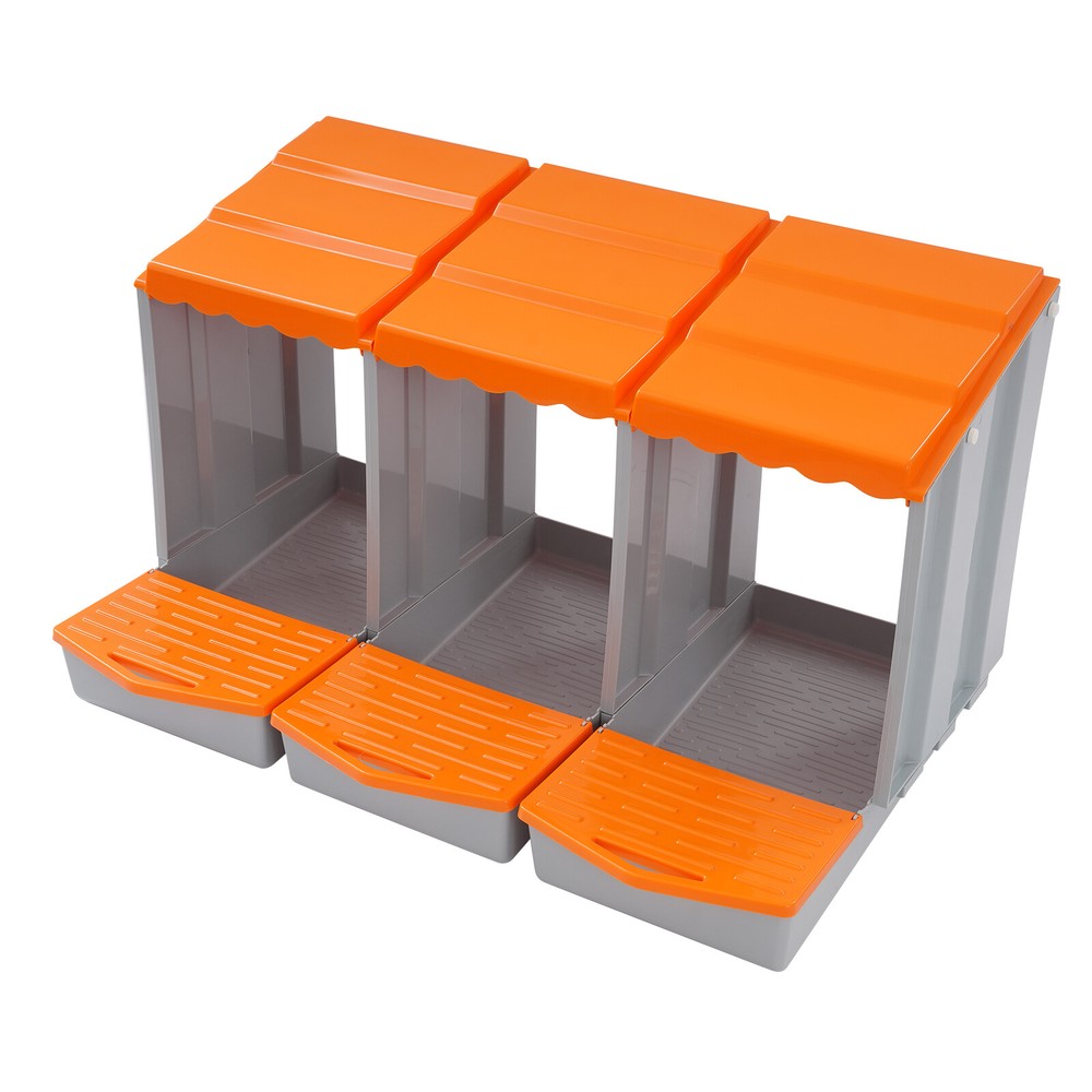 Chicken Nest Boxs 3-Compartment Chicken Nesting Box Chicken Laying Box Orange