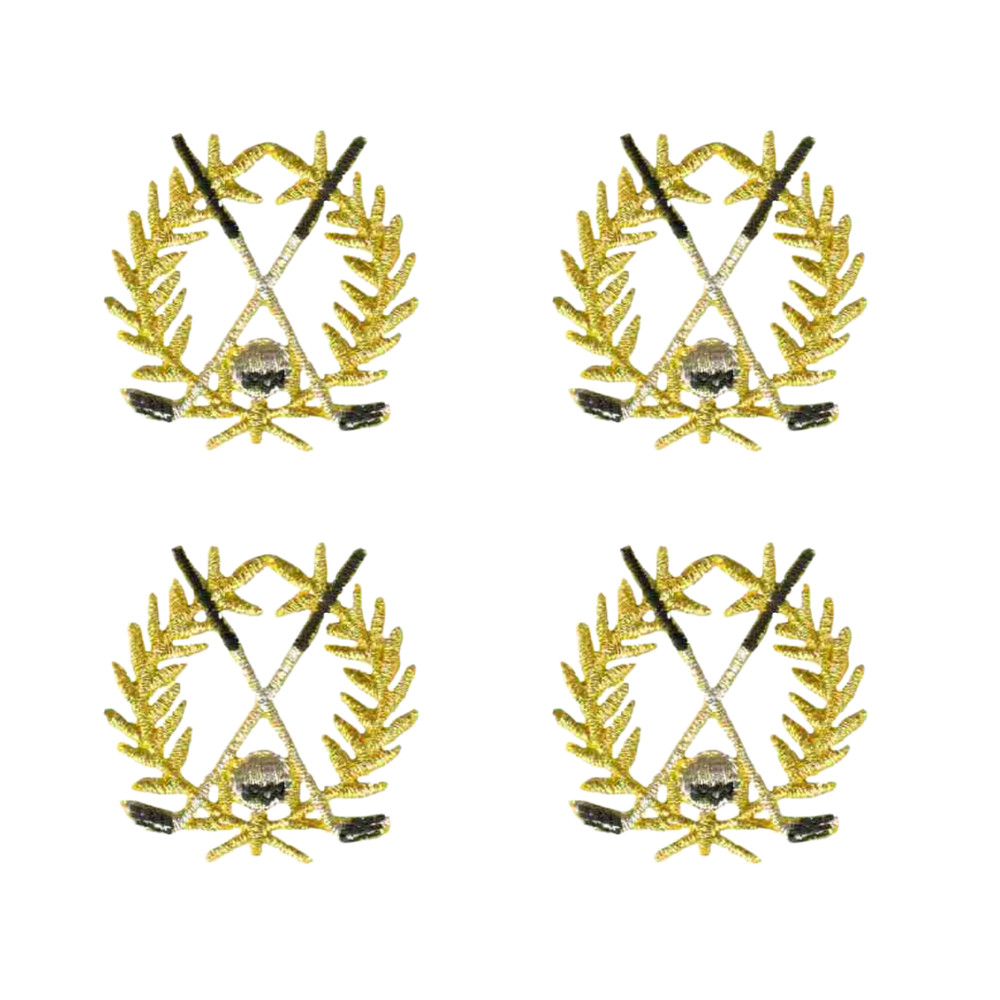 Golf Crest Patches (4-Pack) Sport Embroidered Iron on Patch Applique - Small