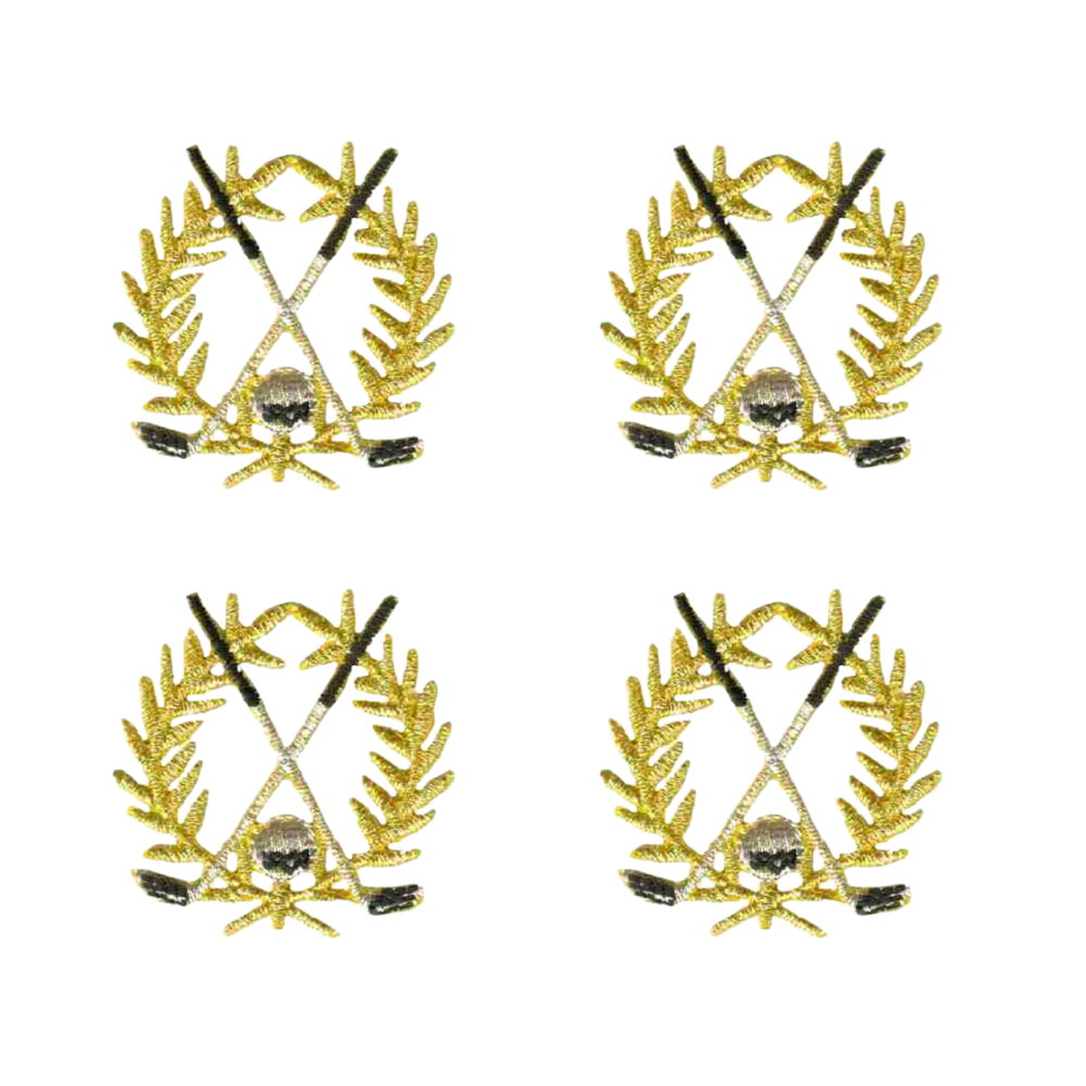Golf Crest Patches (4-Pack) Sport Embroidered Iron on Patch Applique - Small