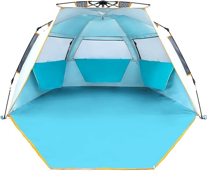 Beach Tent, 3-4 persons, Portable, Blue | WolfWise