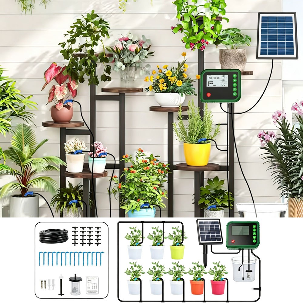 NEW HOT Solar Automatic Irrigation System Plant Watering System Kit with Timer