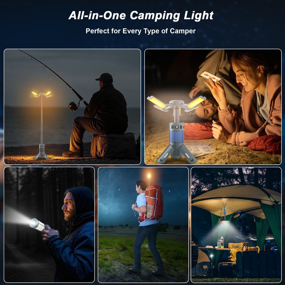 Telescopic Folding Tent Light Tripod Camping Magnetic Base Portable Flashlight