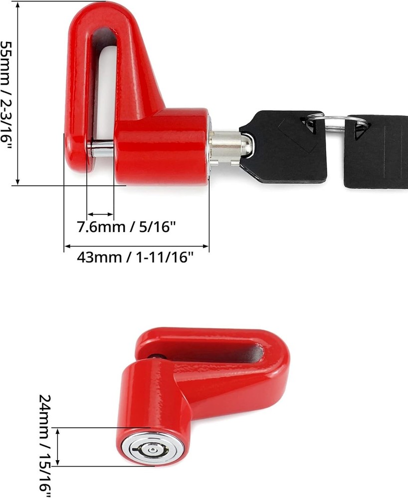 Compact 2-Piece Weather Resistant Motorcycle Disc Lock with Easy Touch Control