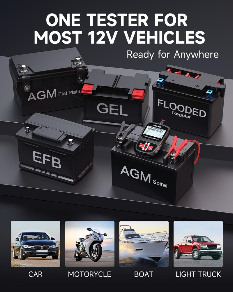 BT100 Pro 12V Battery Tester, 100-1100CCA Digital Battery Analyzer