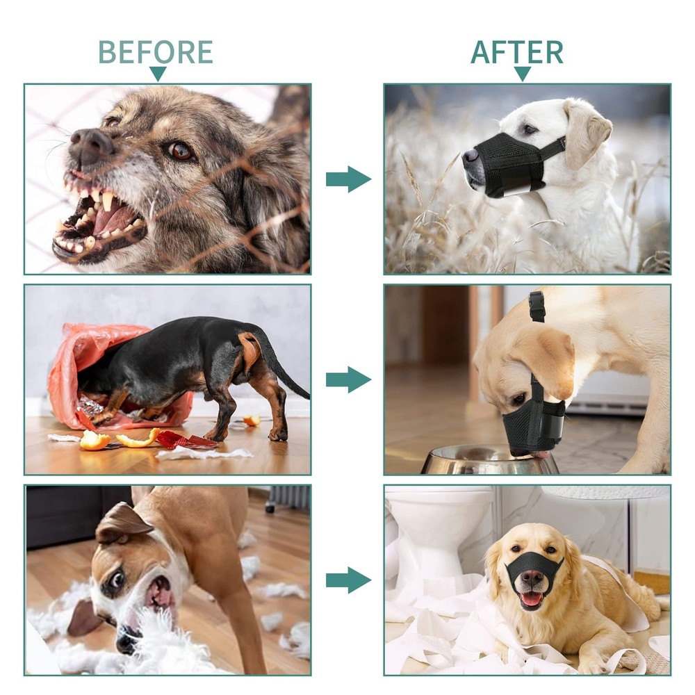 Dog Muzzle Nylon Anti-Bite Bark Chew Adjustable Breathable for All Sizes