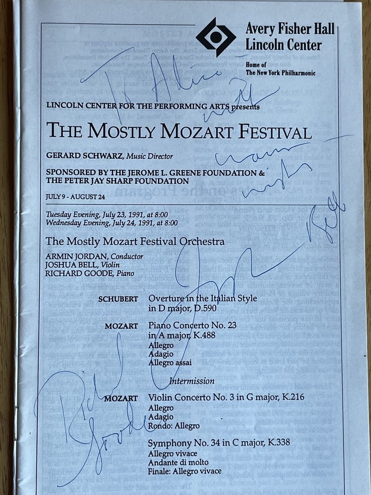 Violinist Joshua Bell & Pianist Richard Goode Autographed Program
