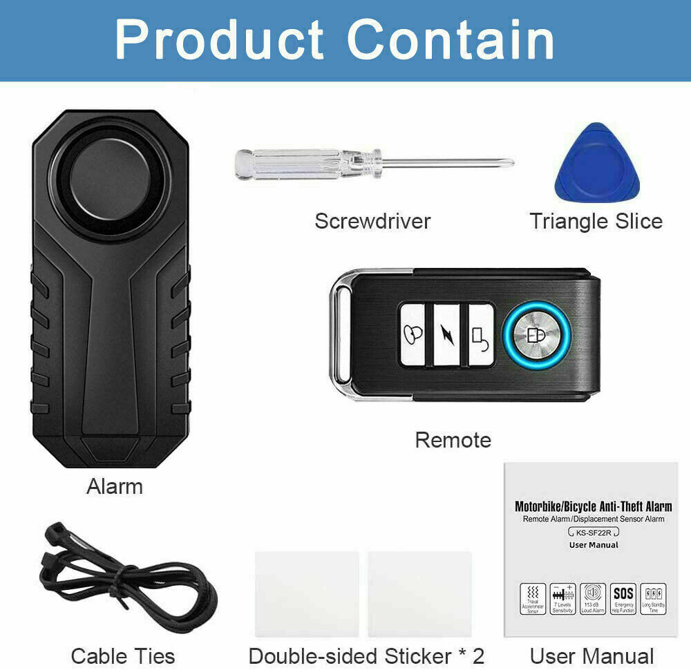 Mobility Scooter Security Alarm with Remote 113db Loud Vibration Sensing System