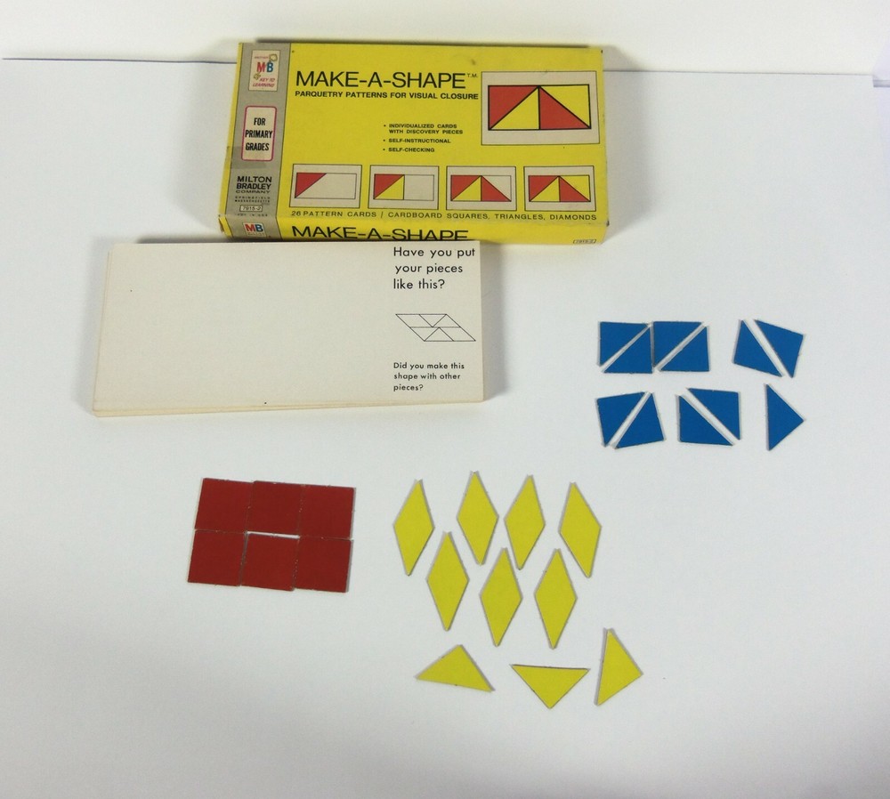 Milton Bradley Make A Shape Parquetry Design Cardboard Learning Game