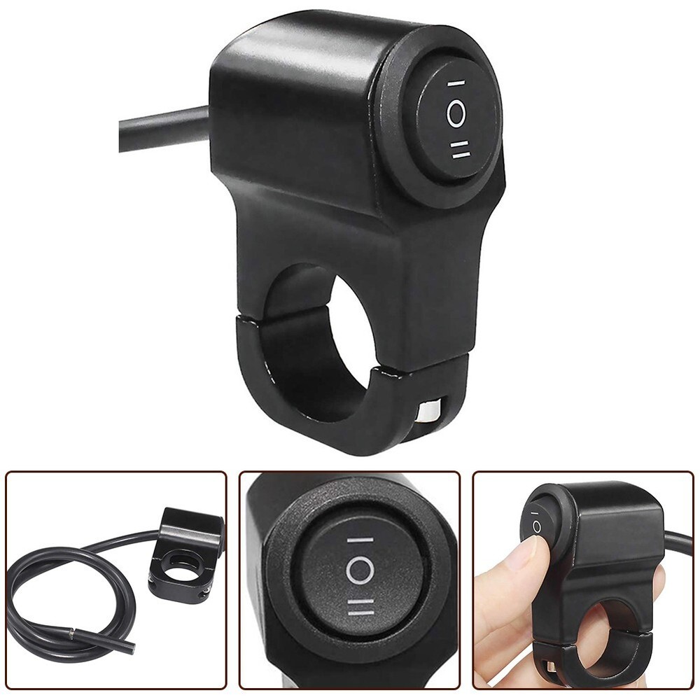 Motorcycle Headlight Button For Handlebar 22cm Switch Aluminum Alloy Black