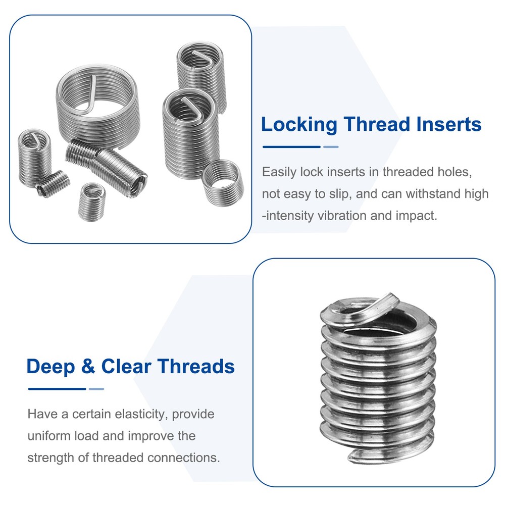 50pcs Wire Thread Inserts 6-32 UNC 1.5D Helical Threaded Sleeve Thread Repair