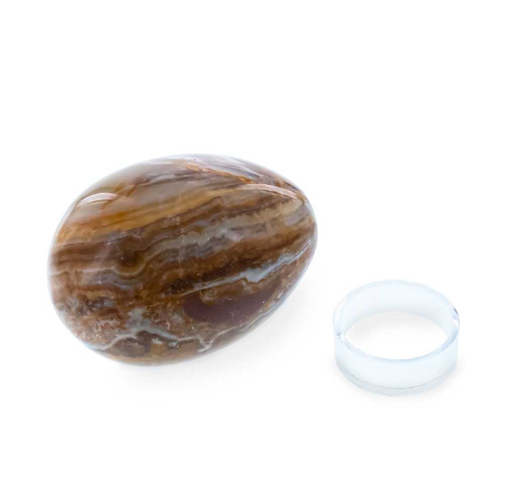 Multi Tones Polished Marble Stone Egg with Plastic Stand 3 Inches