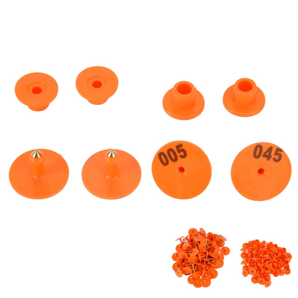 (Orange)Cattle Numbered Ear Tag Convenient Identification Dog Marker Label With
