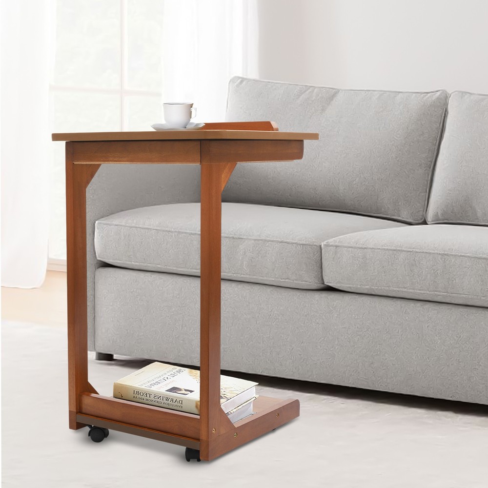 C-shaped Table Couch Table Sofa Bed Side Table W/ Wheels 40*40*63cm 0-40° Angle