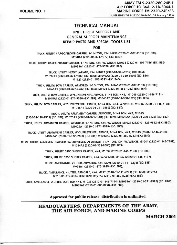 Propellar shaft, front/HMMWV 2520-01-200-3096