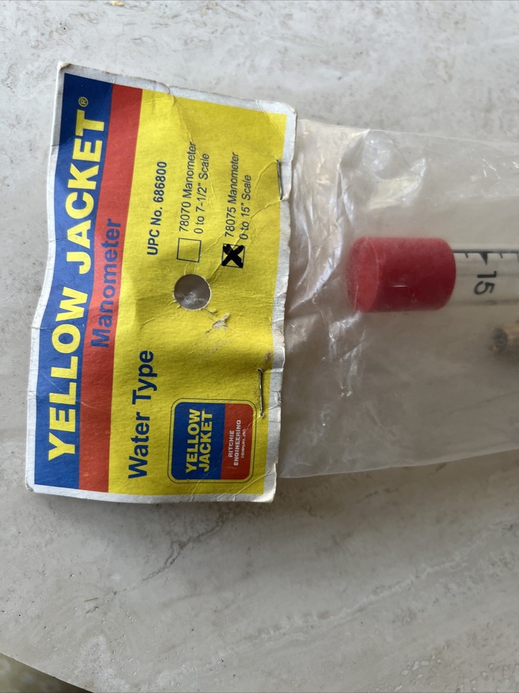 Yellow Jacket 78075 Water-Type Scale Manometer, -2" - 0 - 15"
