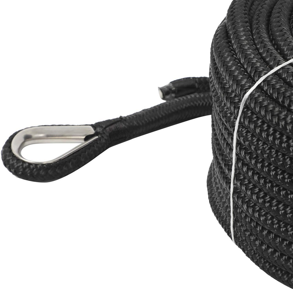 NovelBee 1/2" 150' Double Braid Nylon Anchor Line Rope with Stainless Thimble
