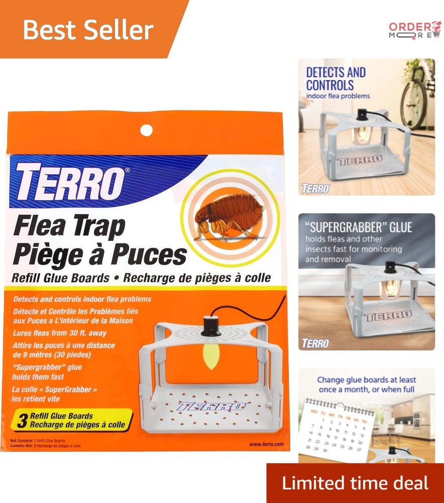 Convenient 3-Pack White Flea Trap Glue Boards - Effective Pest Control Solutions