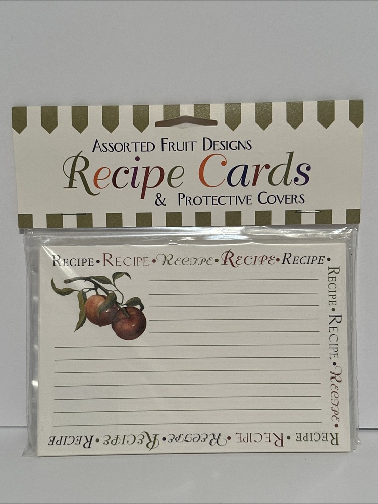 Recipe Cards & Protective Covers “ Assorted Fruit Designs “ ~8