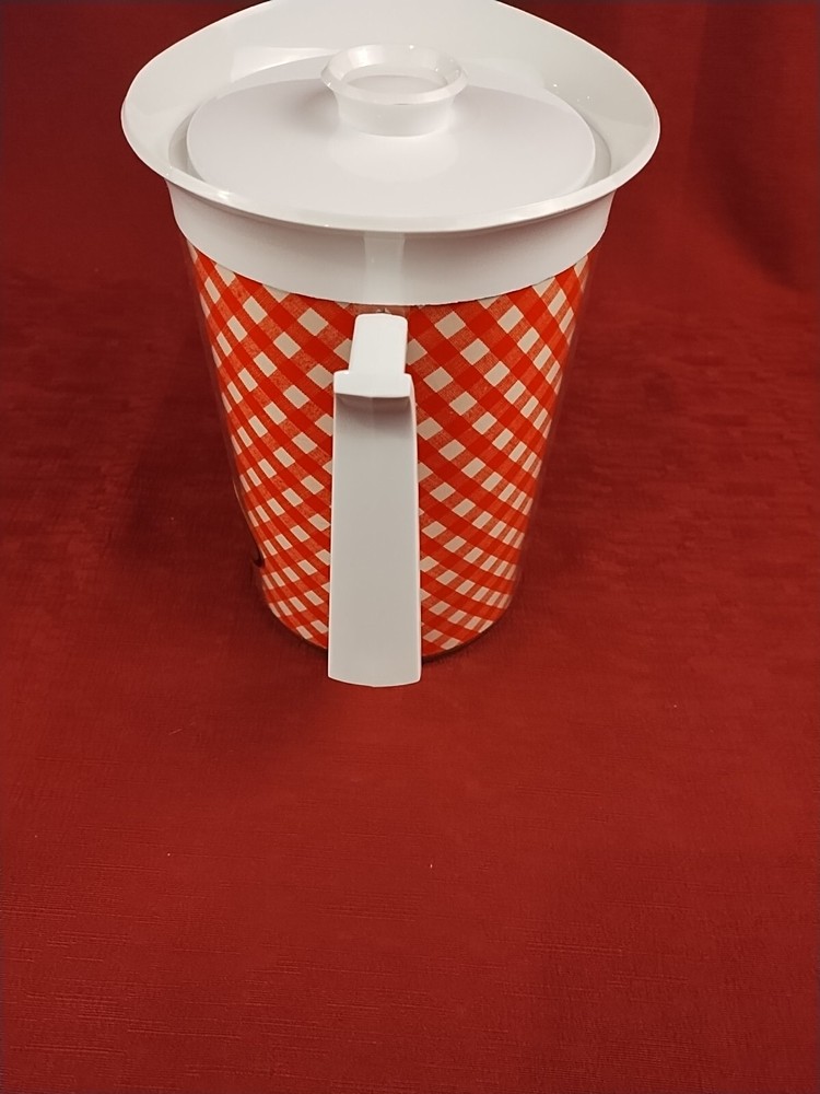 Thermo Serv White And Red Checked 55oz Insulated Beverage Server IOB