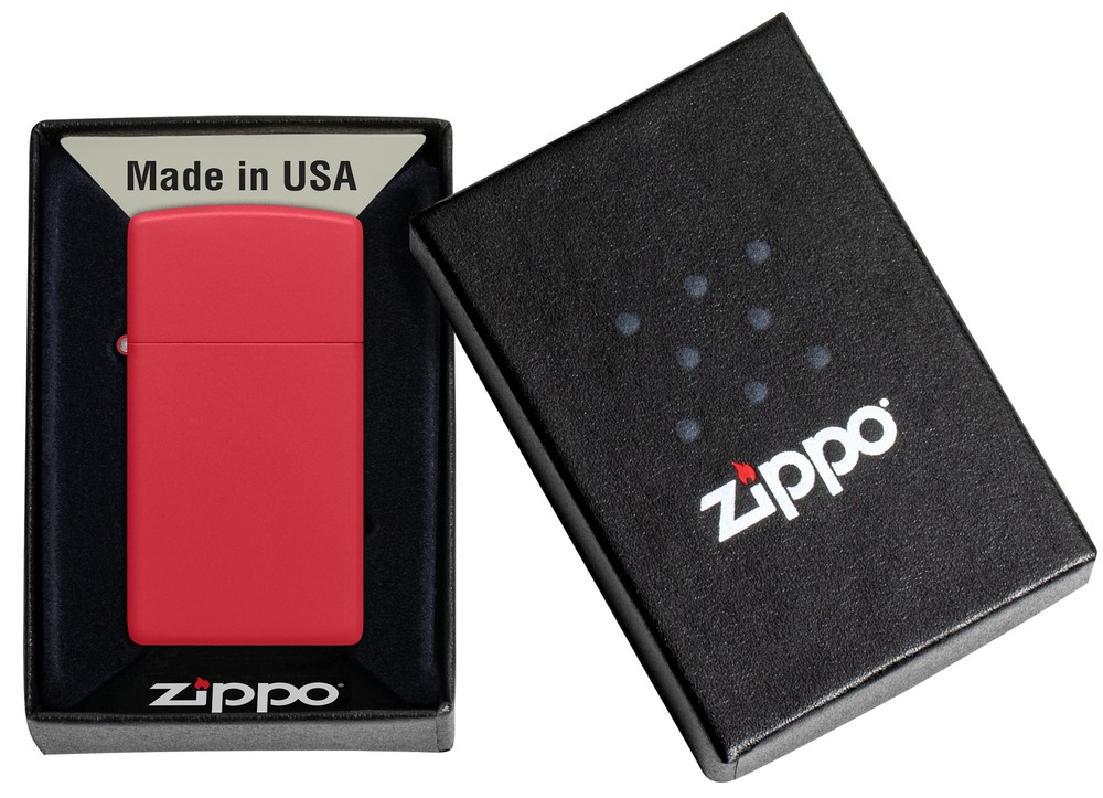 Zippo Slim Red Matte Windproof Pocket Lighter, 1633