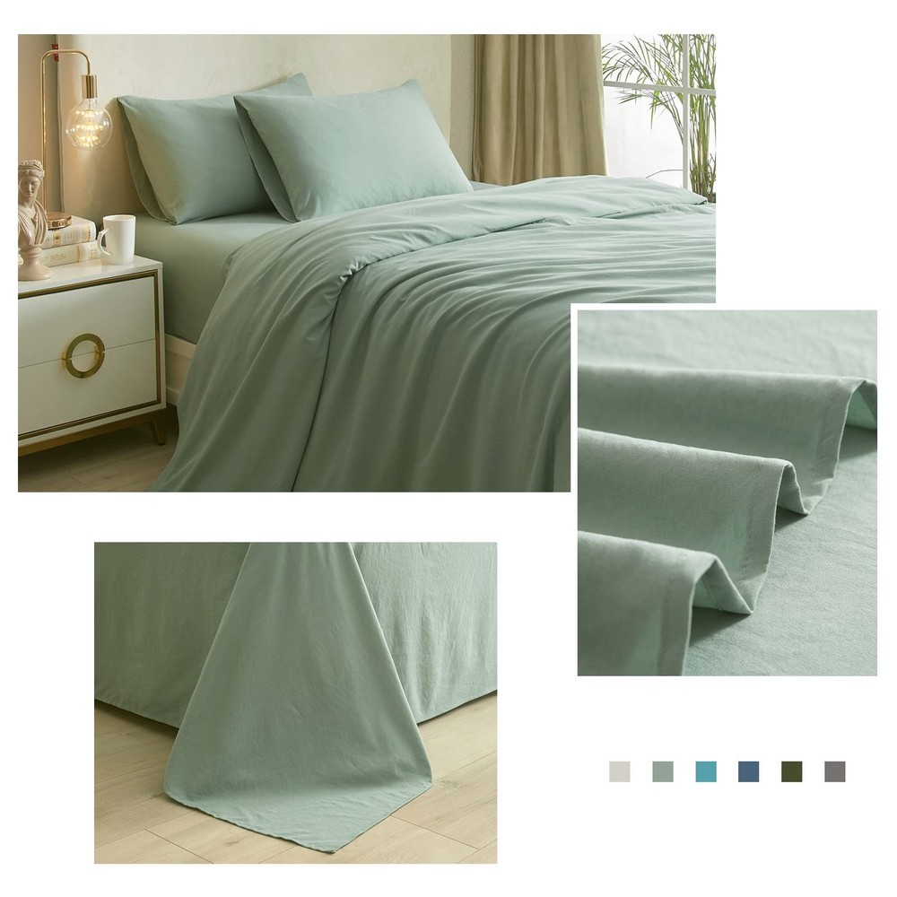 Sage Green Sheets for Queen Size Bed,4 Piece Cooling Sheet Set Queen Deep Poc...
