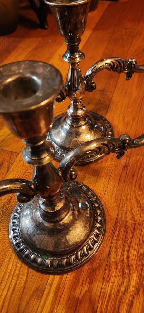 2-Vintage 1950s Silverplate Candelabras 3 Arm