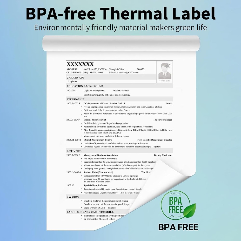 8.5"x11" 100Sheets Folded A4 Thermal Continuous Paper For M08F M832 Hprt Printer