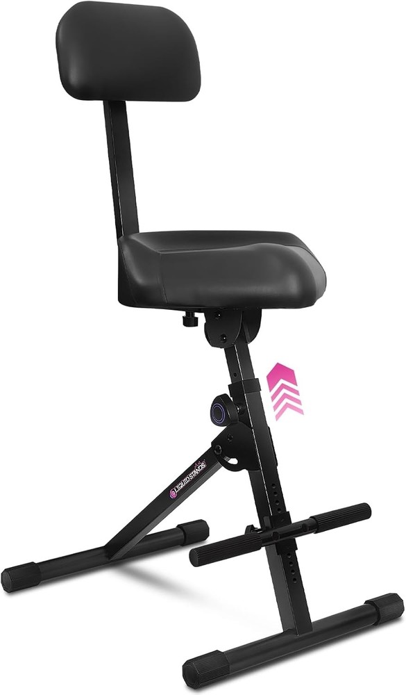 Guitar Stool Adjustable Stool - Standard Musician Drum Throne with Backrest -...