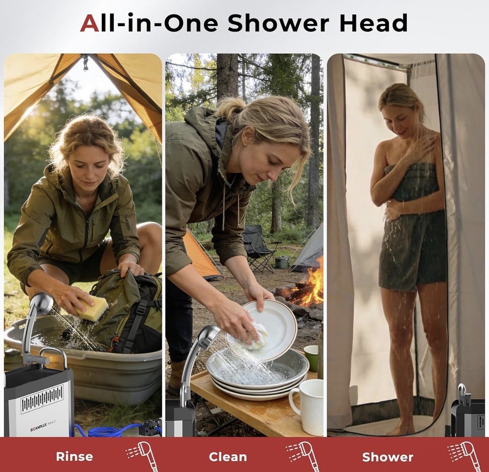 Camplux Propane Shower Heater Portable, Instant Hot Water Pump Kit for Camping