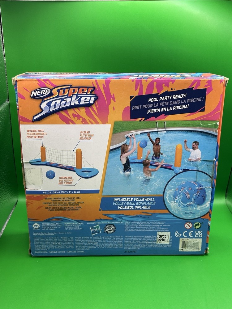 Nerf Super Soaker Pool Volleyball Set Inflatable Pool Float with Net and Ball
