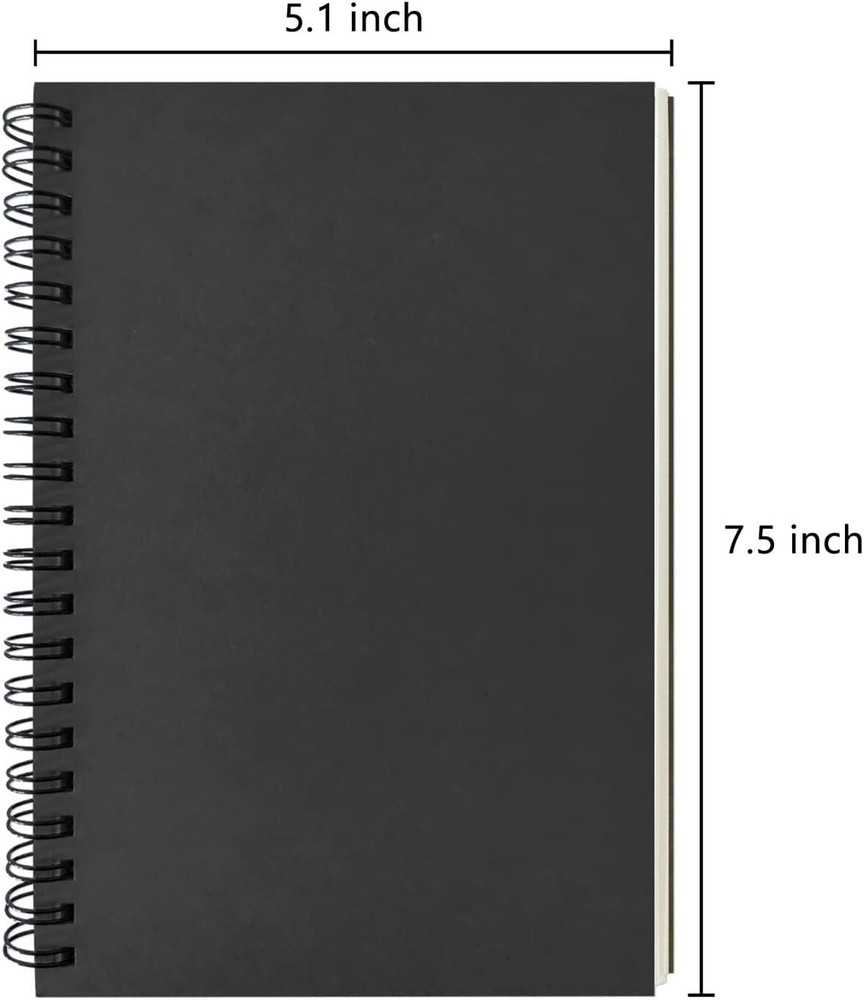 2-Pack Soft Blank Spiral Notebook - Sketch book 100 Pages / 50 Sheets ''Black''