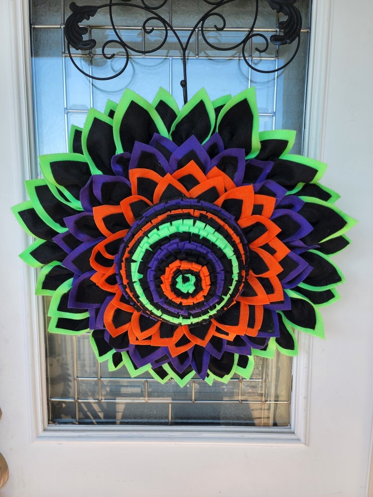 Very Large Halloween Themed Flower Wreath