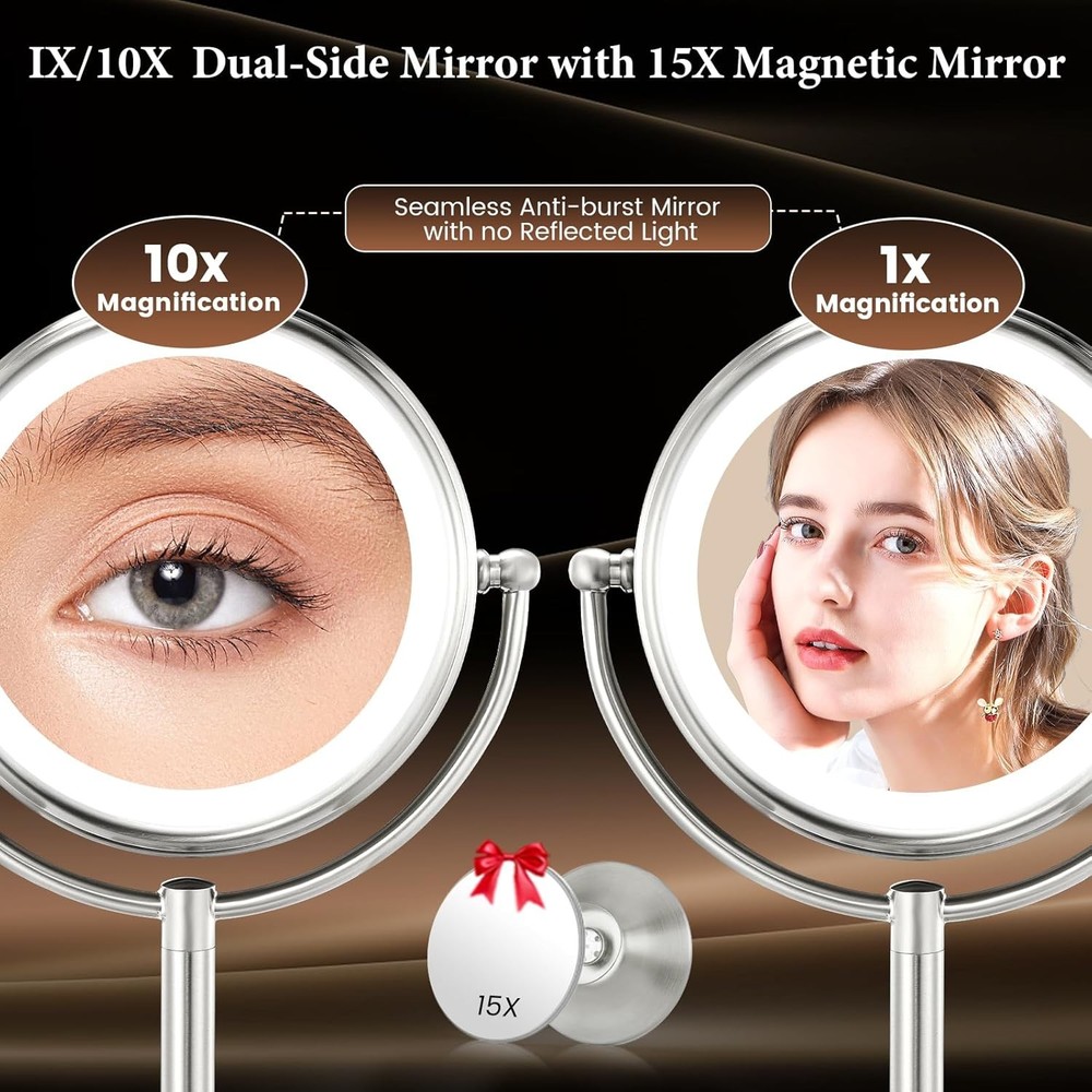 Pro Standing 10x Lighted Makeup Mirror Large Double Sided LED Vanity True