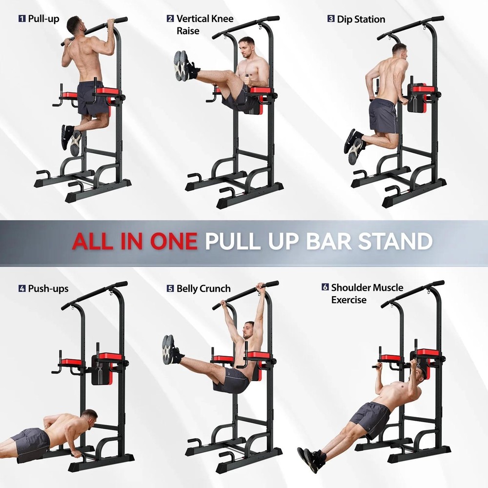 Home Gym Power Tower Workout Station Pull-Ups Dips Push-Ups Triceps ABS Back...