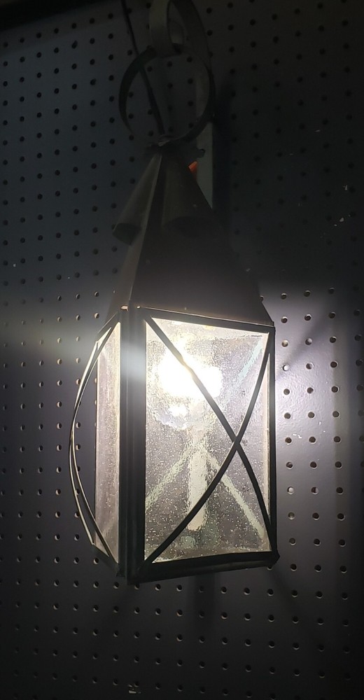 Copper Triangular Wall Sconce w/ Seeded Glass & Ornate Frame 21 1/2" T GS00097
