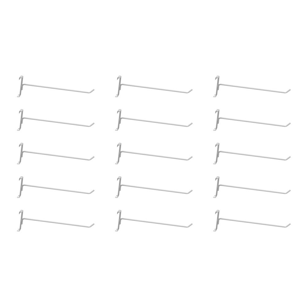 15 Pc GLOSS WHITE 12" Long Gridwall Hooks Grid Panel Display Wire Metal Hanger