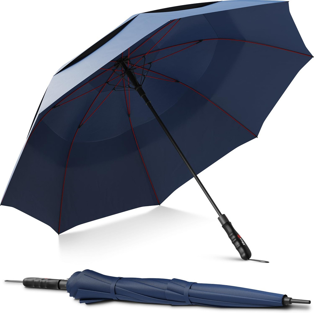 Extra Large Windproof Golf Umbrella - Covers 2 People - 60" Wide Vented Double C