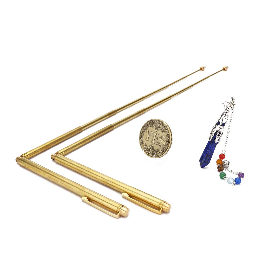 Mystic Energy Gift Box with Dowsing Brass Rod Set Include 2 Pcs Retractable Divi