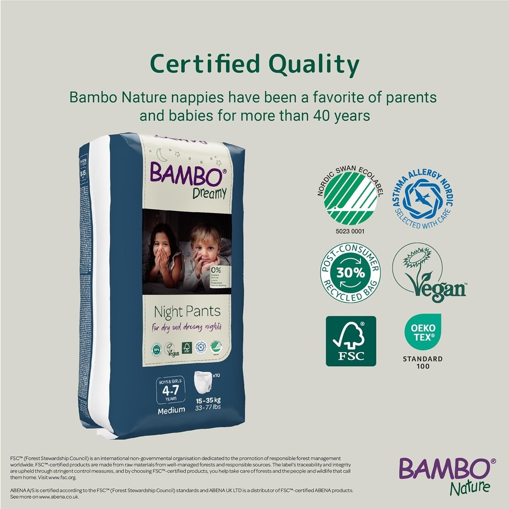 Bambo Nature 60 Pack Pull-Ups - Night Time Unisex Medium Disposable Diapers