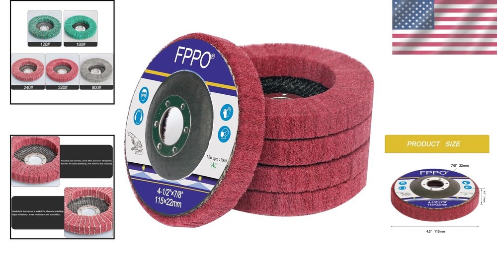 Durable 5Pcs Flap Disc Set 4.5" Grit 320 - Ideal for Angle Grinder Precision