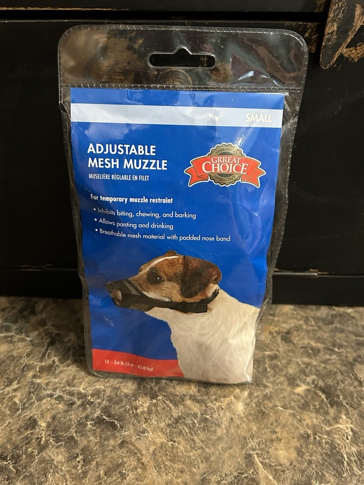 Dog Muzzle Great Choice  Adjustable Mesh Small Size 12-24 Lbs New In Package