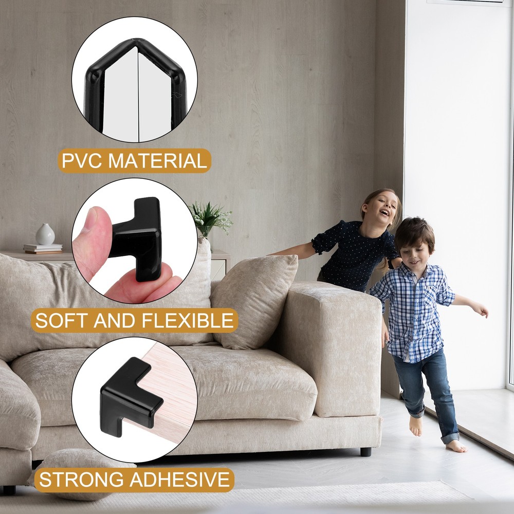 12Pcs Corner Protectors Table Corner Protectors T-shaped Black