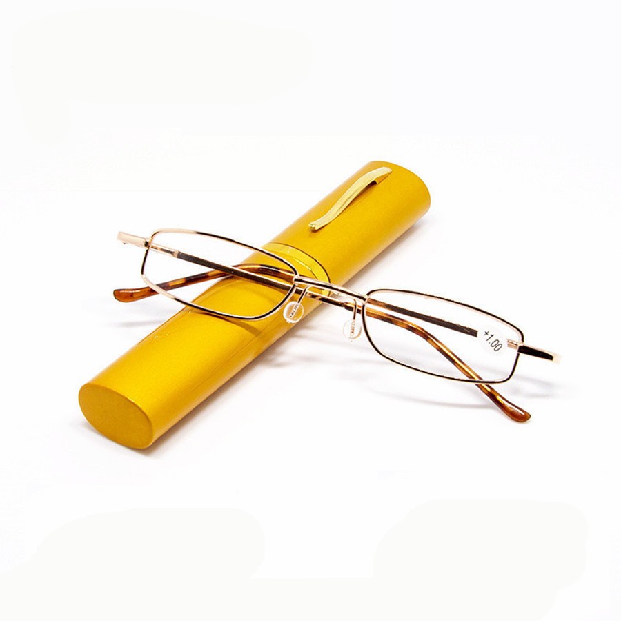 Reading Glasses Reader Spectacles Small Metal Frame Eyeglass With Case +1.0～4.0